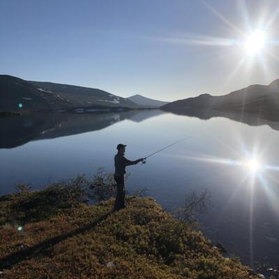Fishing in lake Bolagen, Fjällnäs