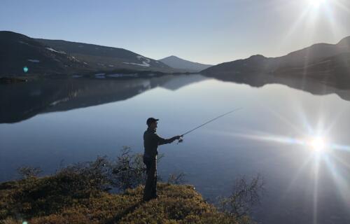 Fishing in lake Bolagen, Fjällnäs